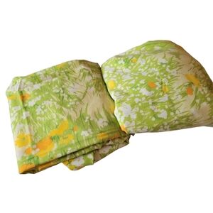 Dan River Dantrel Vintage  No Iron Muslin Sheets Lime Green and Yellow Floral
